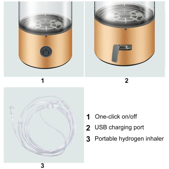 Portable Hydrogen Rich Water Cup Leak-proof Transparent Glass Water Bottle Hydrogen & Oxygen Separation Smart Water Kettle for Outdoor Travel