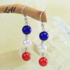 Durable Metal Earrings 1 Pair Independence Day for Women Red White Blue Beads Dangle Drop Nightclub Fashion Jewelry Earrings 4th of July Patriotic