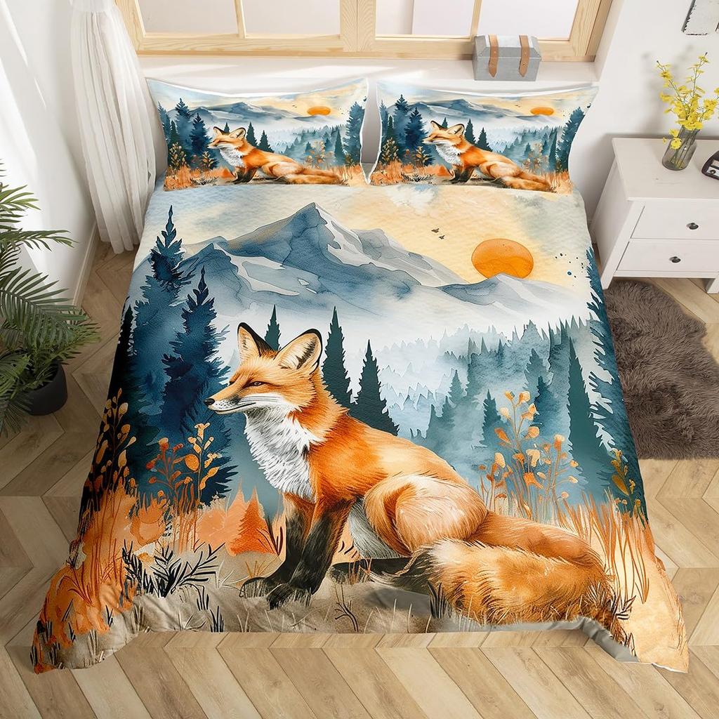 Fox Duvet Cover Sets For Kids Teens Quilt Covers Lightweight Down Room Decor Queen King Size 2 Pillowcase 1 Duvet Cover No Quilt