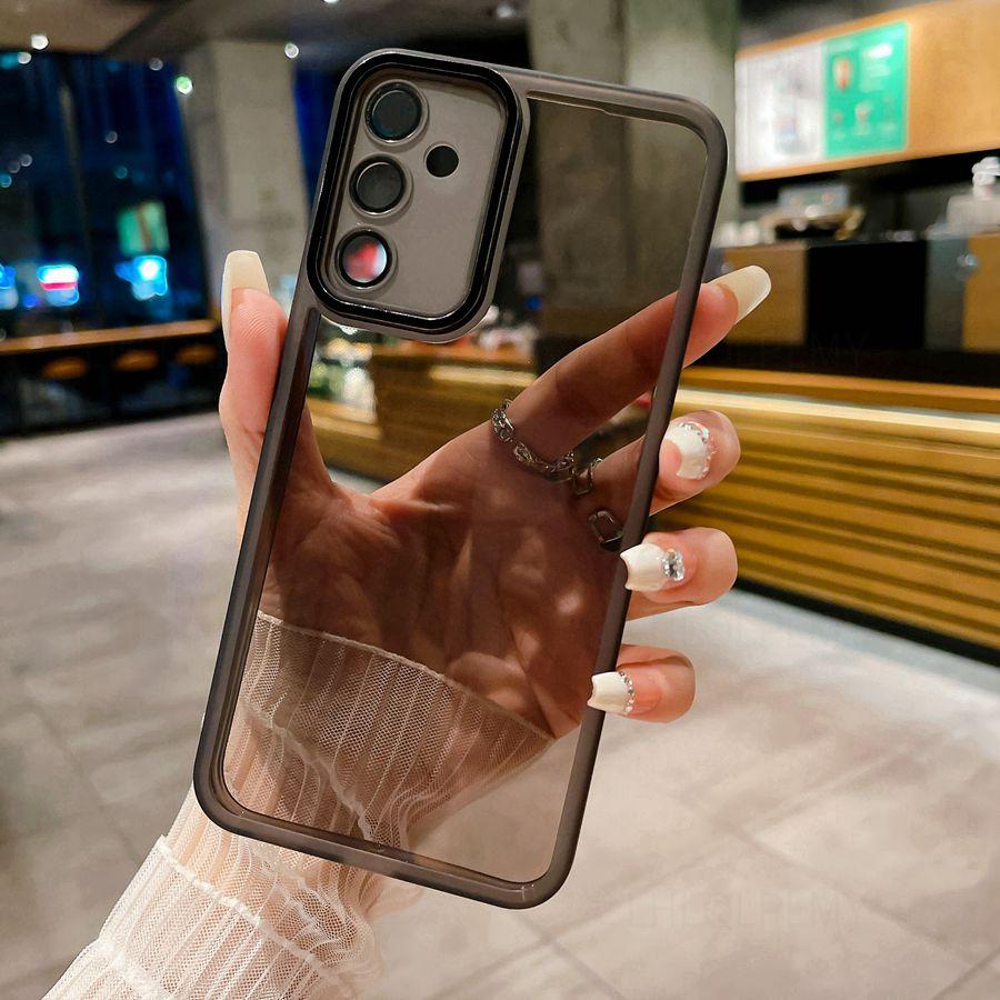 Тонкий прозрачный чехол для телефона Samsung Galaxy с защитой объектива камеры