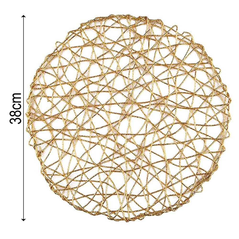 Сельский круглый плетеный коврик для стола, подставка под тарелку, подстаканник, подстаканник, золото, серебро, 38 см