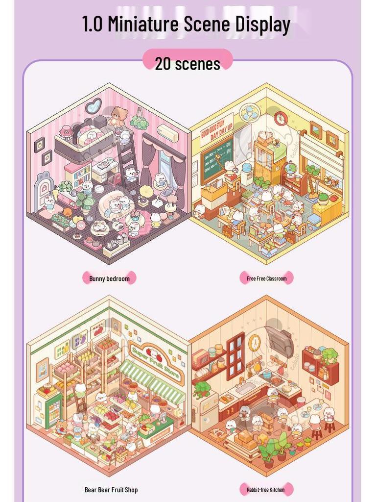 Tirado 3D Stereo DIY Miniature Scene Sticker Book: Student Planner Decoration Material