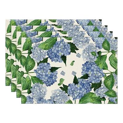4 шт./комплект Синие скатерти-подставки с гортензиями 30*45 см Льняные Лавандовые Тюльпаны Настольные коврики для дома Рождественской вечеринки Украшение обеденного стола