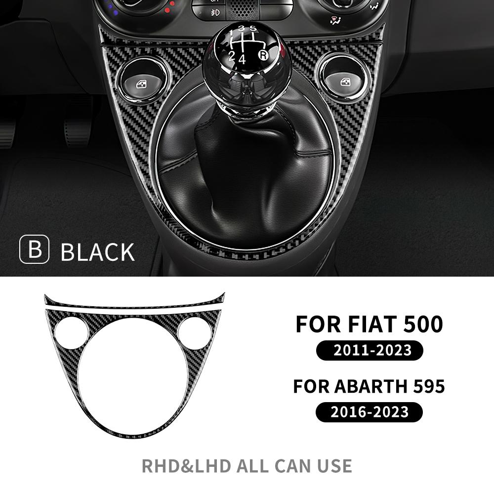 Soft Carbon Fiber For Abarth 595 2016 2017 2018 2019 2020 2021 2022 2023 For Fiat 500 2011-2023 Manual/Automatic Gear Shift Trim