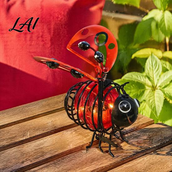 Whimsical Bee Yard Decorations Solar Powered Hanging Lights Metal Bouncy Spring Ornaments IP65 Waterproof Outdoor Lights Fairy for Backyard