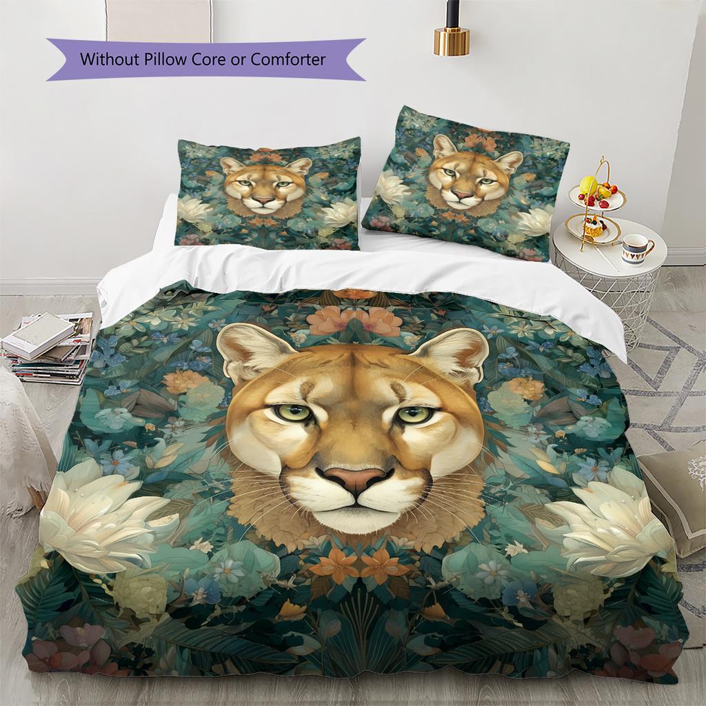 Cougar Pattern Bedding Home Decoration Birthday Gift (1 * duvet cover + 2 * pillowcase, without core)