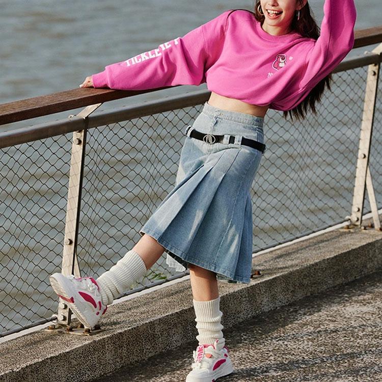 Li Ning Мультипликационный принт Флисовый антибактериальный свободный пуловер Толстовка унисекс толстовка Розово-фиолетовая AWDTE49-3