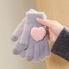 Gloves Women's Warm Fleece Thickened Cold Protection Student Five-Finger Autumn and Winter Cycling Design