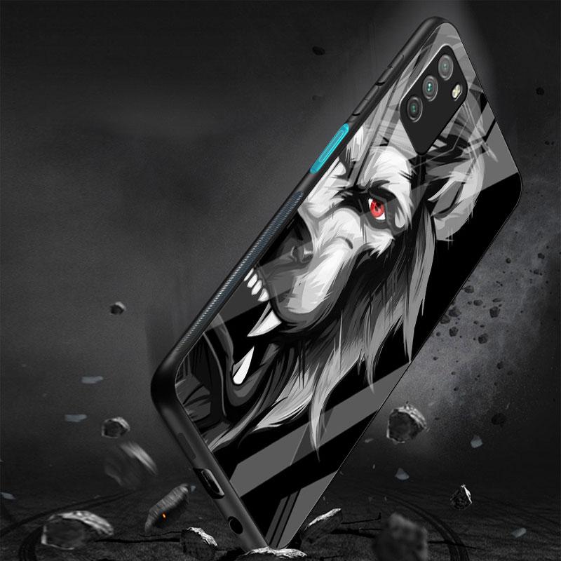 Стеклянный чехол для Xiaomi Poco X3 NFC 11 Lite 11T F3 M3 для Redmi Note 11 10 9 8 Pro 10S 9S 9A 9C, чехол для телефона Лев Волк