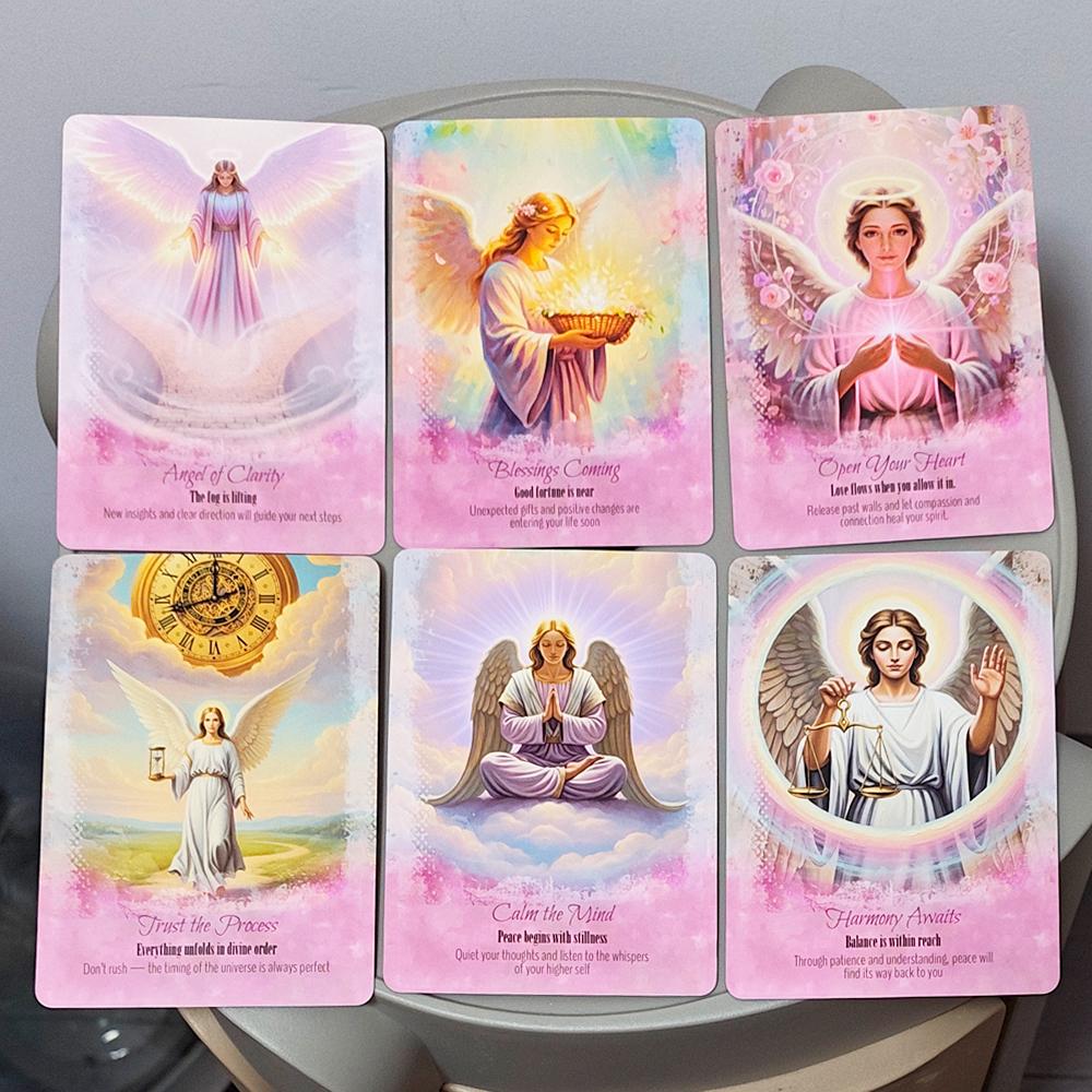 Angels Guidance Oracle Deck 11.5*8cm - 44 Cards with Guidebook, Inspirational Divination Cards in Tin Box for Spiritual Growth