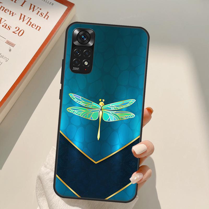 Роскошный чехол со стрекозой для Xiaomi Redmi Note 11 10 Pro 8 9 9S 10S 11S 9A 9C 10A 10C K40 K50 игровой чехол