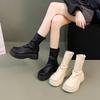 Fashion 2026Chunky Elastic Slim Woman Ankle Boots Fashion Platform Flats Shoes Female Cosy Soft Leather Mordern Short Booties