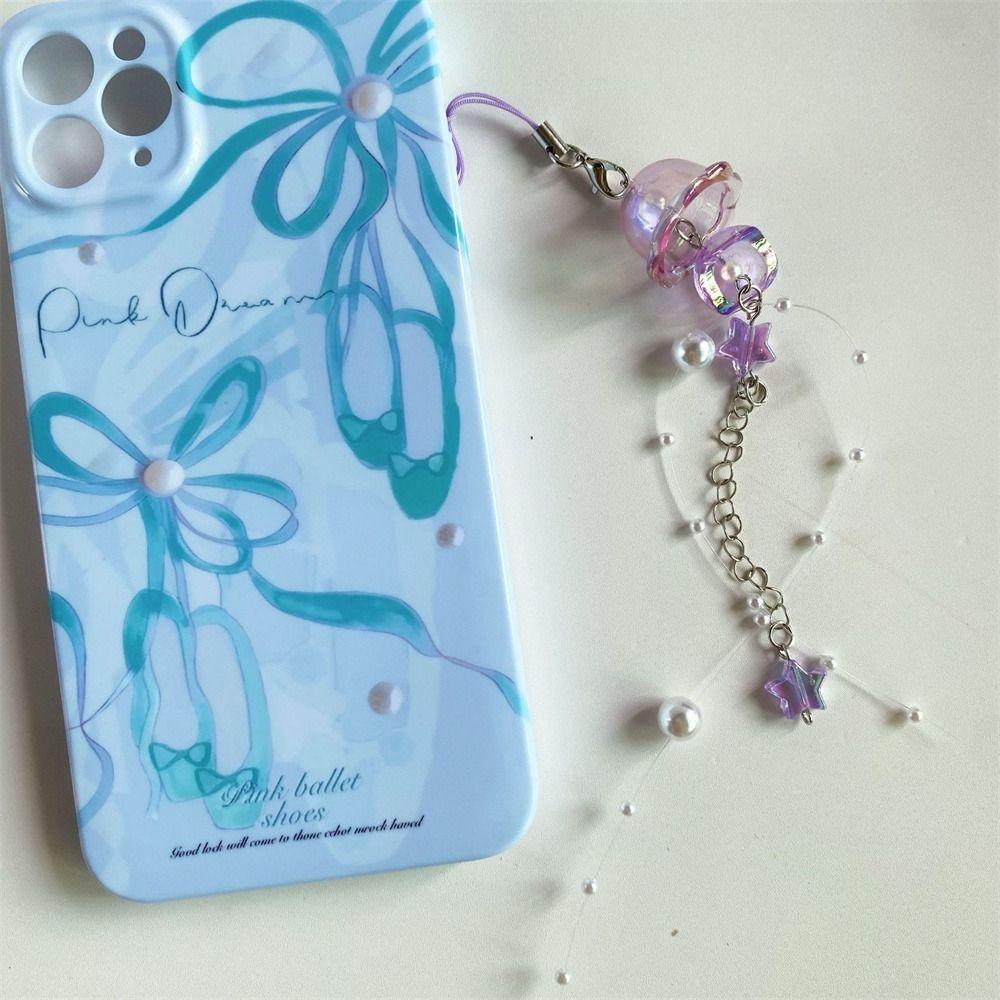 Phone Pendant Y2K Phone Lanyard Crystal Star Mobile Phone Chain Jellyfish Phone Charm Girl Woman