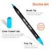 Shuttle Art Watercolor Brush Pen 25 Twin Marker Set with Brush and Extra Fine Includes 1 Coloring Perfect for Picture and Art Supplies with Case Set,