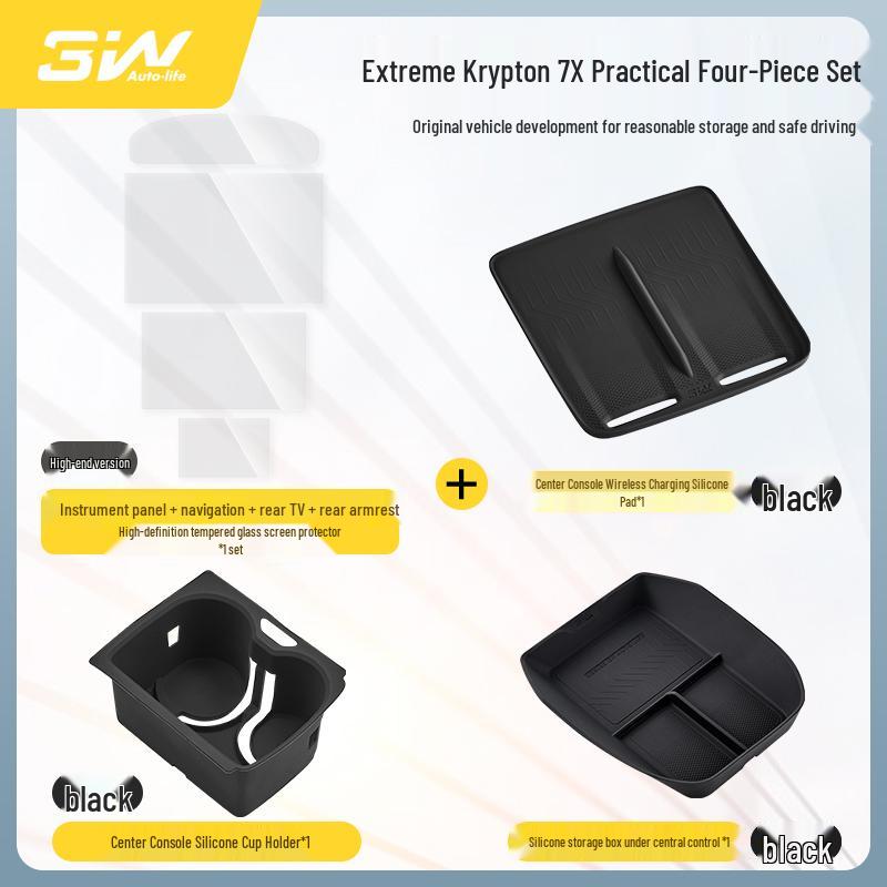 Силиконовая противоскользящая защитная накладка на центральную консоль Zeekr 7X с поддержкой беспроводной зарядки