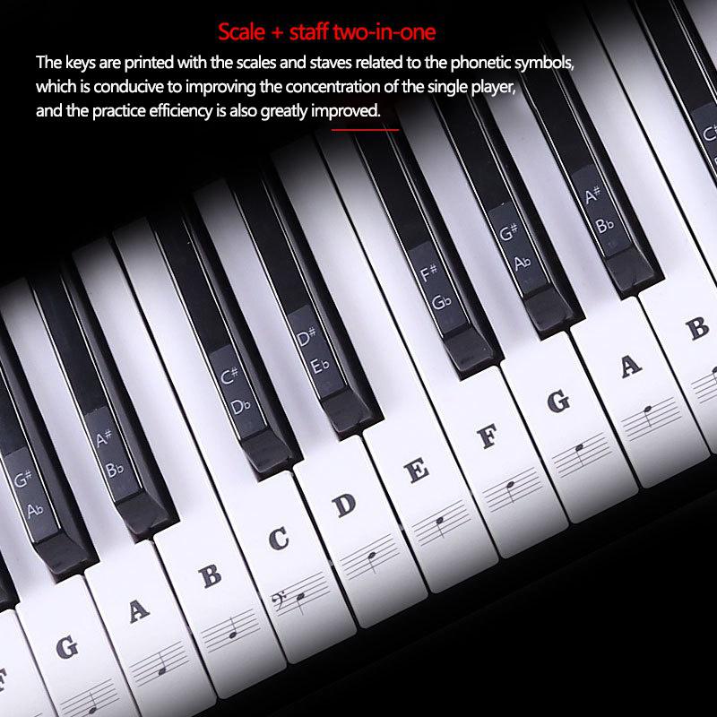 Transparent Piano Keyboard Sticker Removable Electronic Keyboard 37/49/54/61/88 Key Piano Sticker