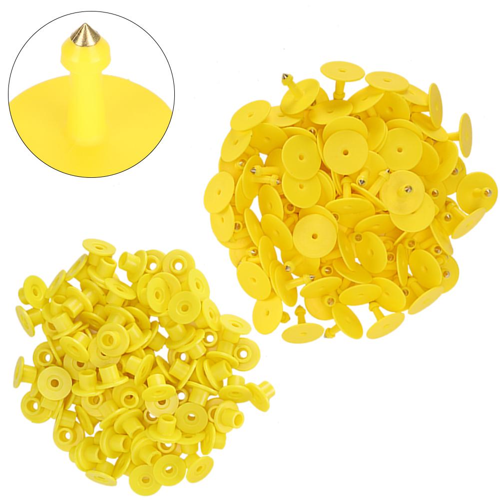 100pcs Animal Ear Tag Plastic Identification Card Anti Lost Marker for Farm Cattle Sheep PigsYellow