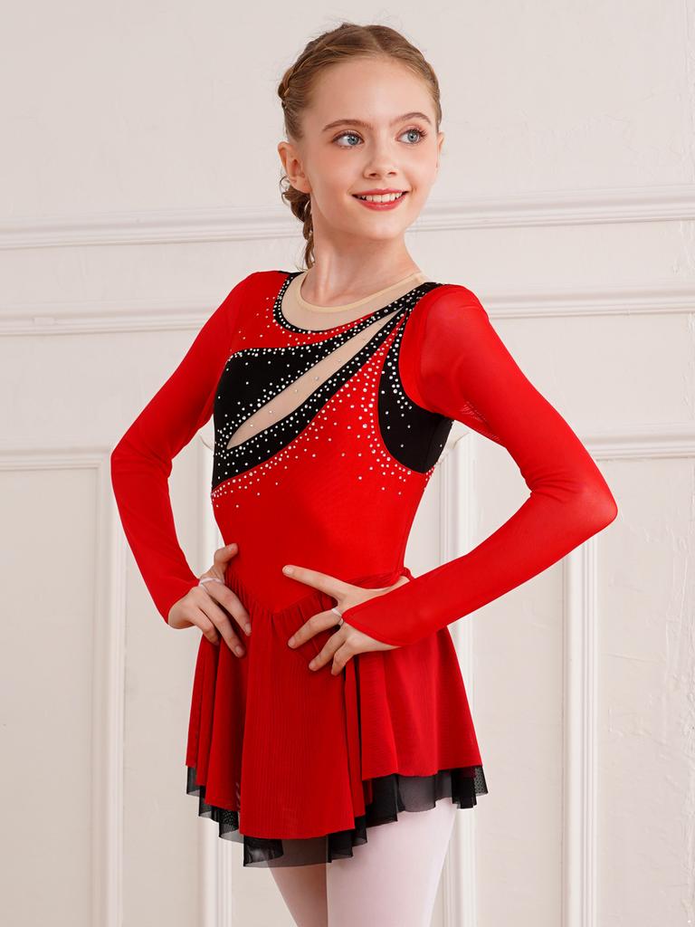 Балетное платье для девочек, лирическое модренское танцевальное платье, купальник для художественной гимнастики, пачка, танцевальная одежда, сетчатый костюм для катания на коньках, сценический костюм