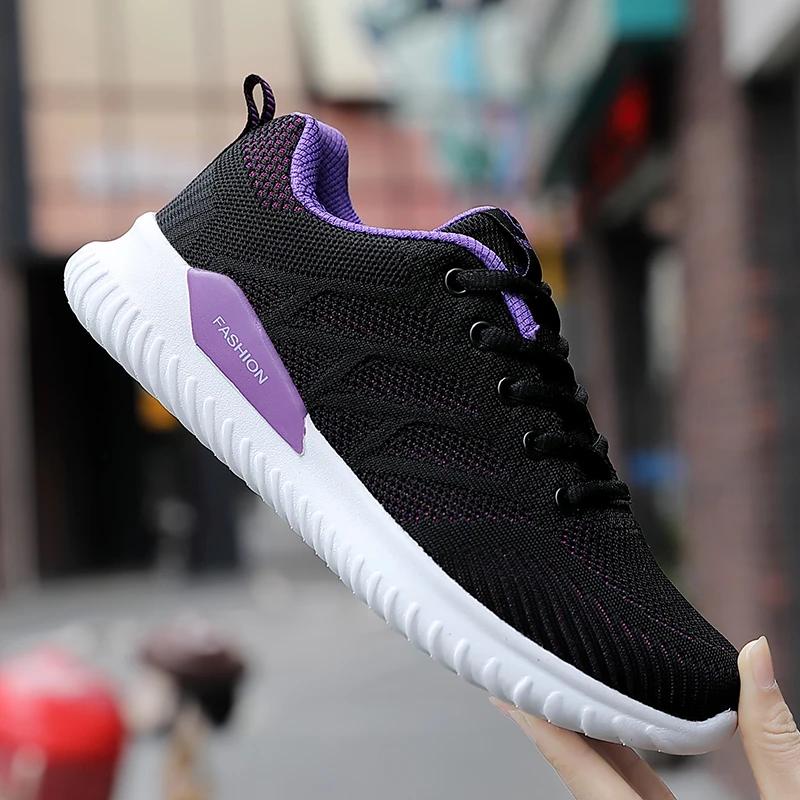 Модная повседневная спортивная обувь для женщин на весну и осень, легкая однотонная обувь на шнуровке для тренировок и ходьбы 41