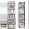 Over The Door Organizer with 5 Large Pockets Hanging Storage Shelves Grey