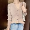 Весенне-осенний женский трикотаж, тонкий кардиган с v-образным вырезом на шнурке, вязаный свободный ленивый модный свитер-кардиган