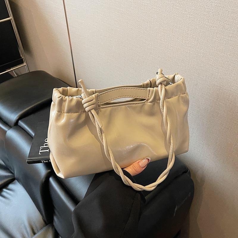 New Drawstring Handbag Bag Simple and Fashionable Solid Color Commuter Shoulder Bag Underarm Women's Bag