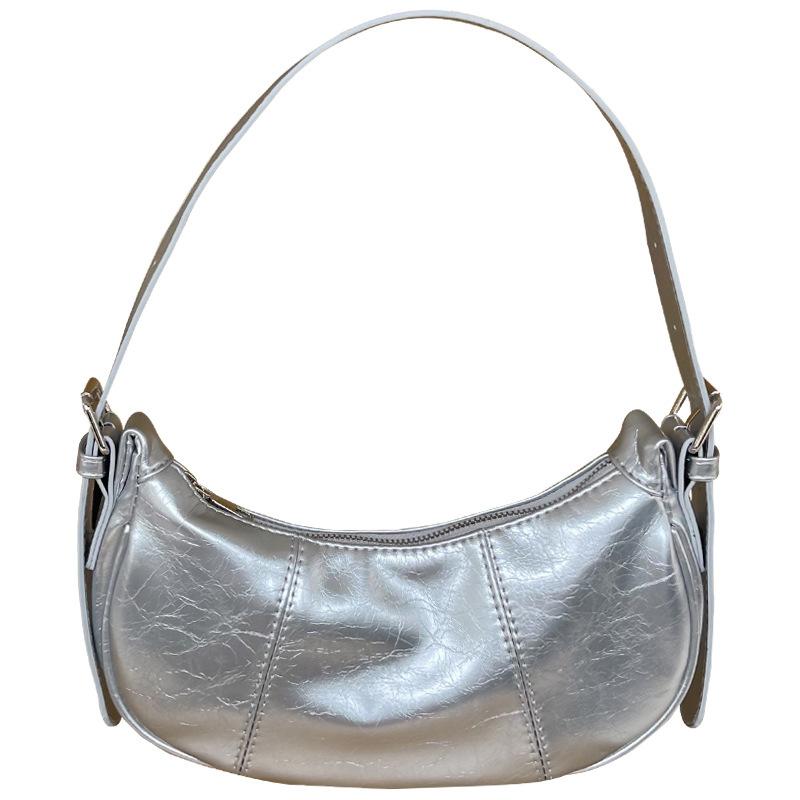 Корейская сумка через плечо Niche Design для женщин на осень и зиму, новая фактурная сумка, серебристая ручная сумка через плечо