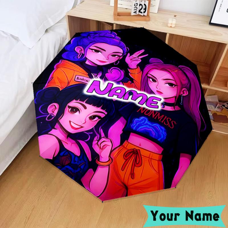 Custom Name KPop Cartoon Umbrella, Foldable Umbrella Suitable for Outdoor Shopping Travel Sports, Exquisite Gift for Family