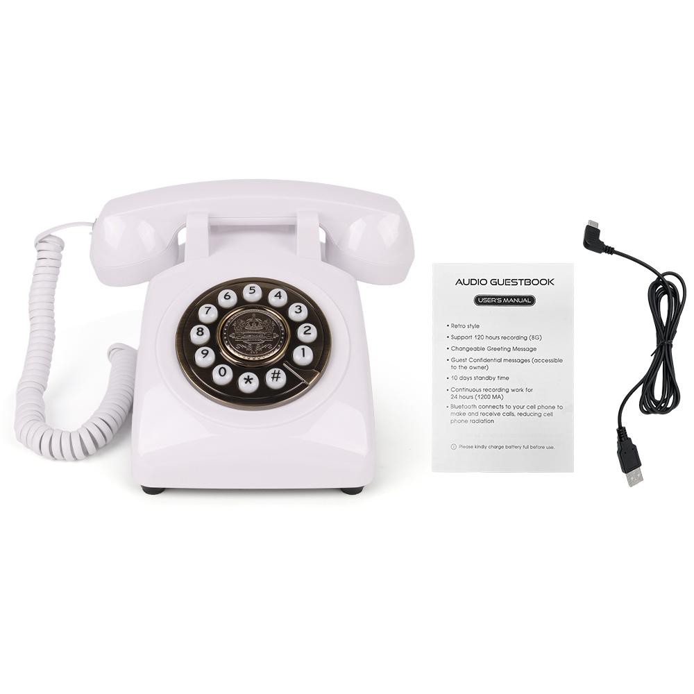 Audio Message Book Voice Record Vintage Telephone Recorder with Wireless BT Function Wedding Phone C
