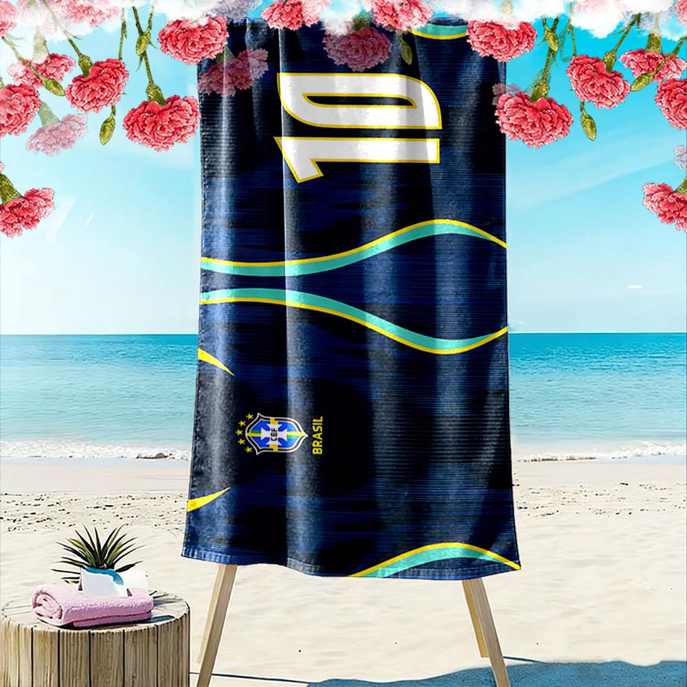 Waves embracing golden triumph Print beach towel, quick drying, suitable for travel, outdoor sports, jogging, the beach and swimming, gift