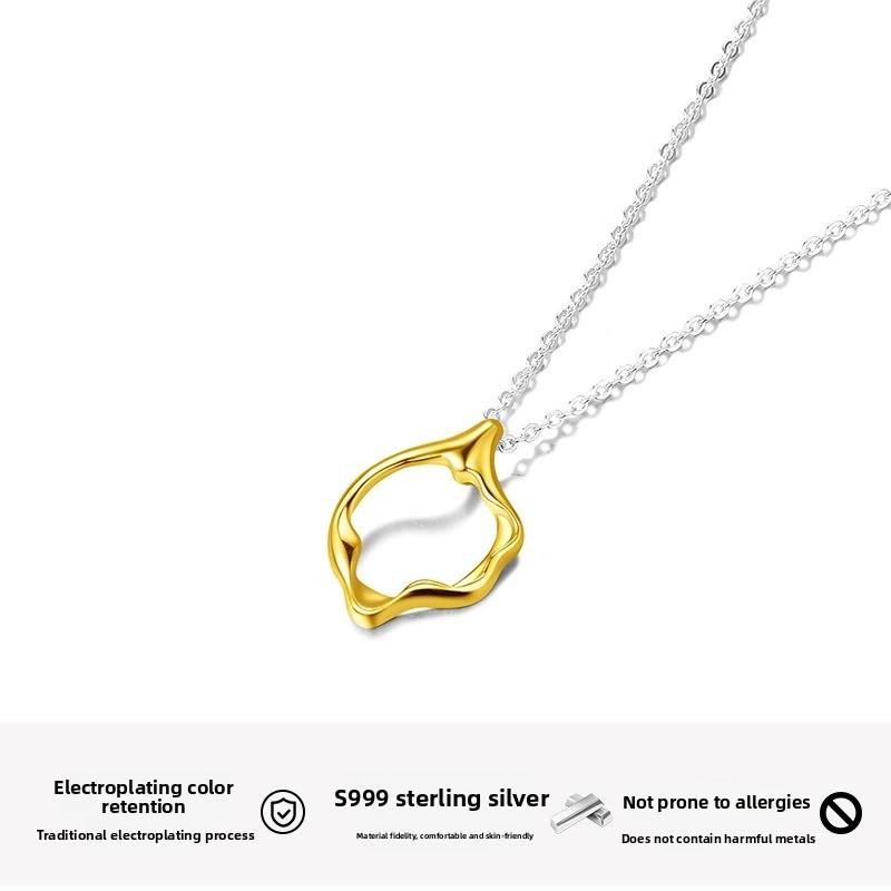 Collar de plata de ley con colgante irregular diseño minimalista elegante para mujer