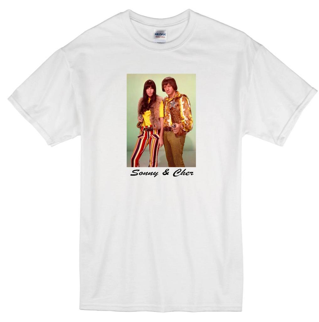 SONNY & CHER BONO DUO SINGER COMEDY I GOT YOU BABE RETRO TV WHITE T-shirt