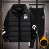 Autumn and Winter Men's Fashion Plus Velvet Casual Sports Sweatshirt Trousers Down Vest Three-piece Suit