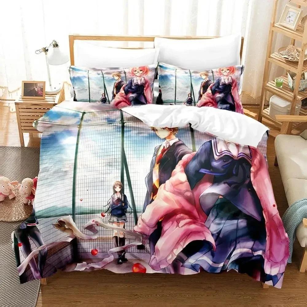 New Beyond the Boundary Bedding Set Cartoon Anime three-piece set Adult Kid Bedroom Duvet cover Sets 3D Kawaii Girl Home textile