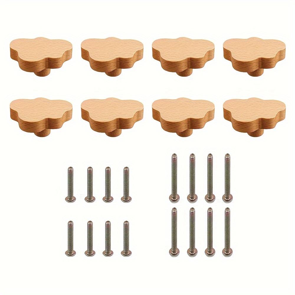 4/8 шт. богемные ручки для комода, ручки для ящиков из натурального бука, деревянные ручки для комода в форме облака с винтами двух разных размеров, для шкафов