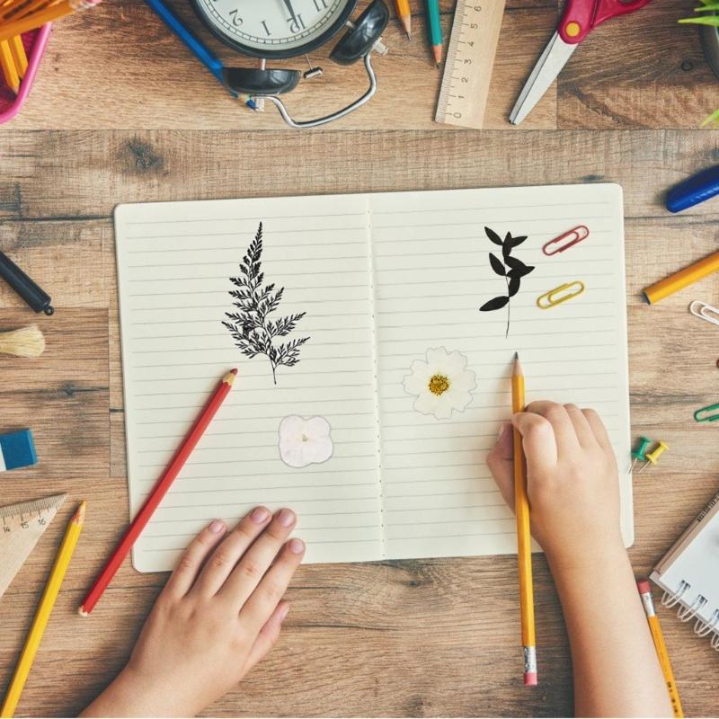 495Piece Dried Flower Craft Set Including Pressed Blooms and Butterfly Stickers for Resin Art and Journal Decorating