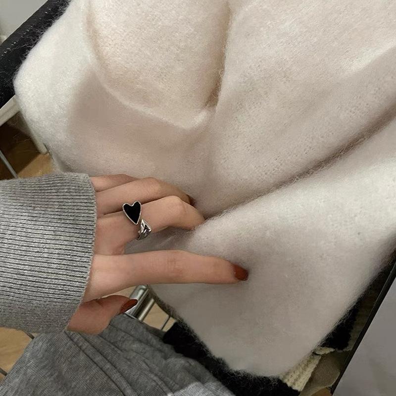 Ретро черное сердце оппозиция открытое кольцо ювелирные изделия регулируемые указательный палец кольца для мужчин и женщин вечерние кольца эстетические аксессуары
