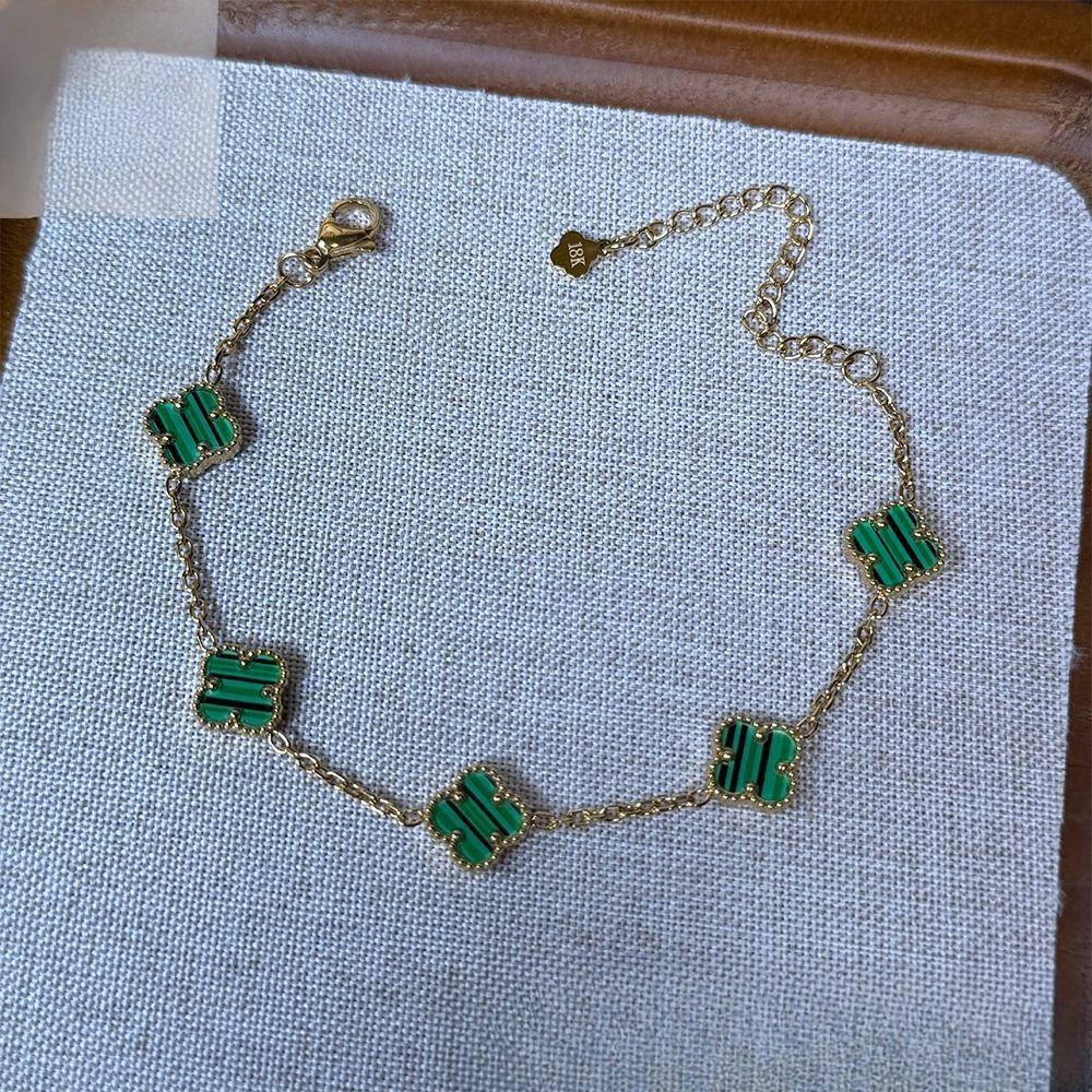 Браслет из титановой стали 10 мм, не выцветающий, «Четырехлистный клевер», легкая роскошь, модный, универсальный, пятицветный браслет