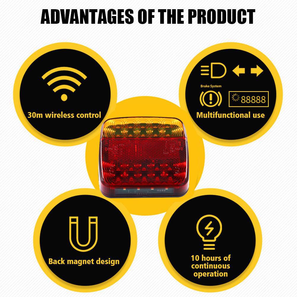 Wireless LED Magnetic Trailer Tail Lights Rechargeable ECE EMC Approved Cable-Free 12V Truck Rear Lamp For Trailer Lorry Ca B7X0