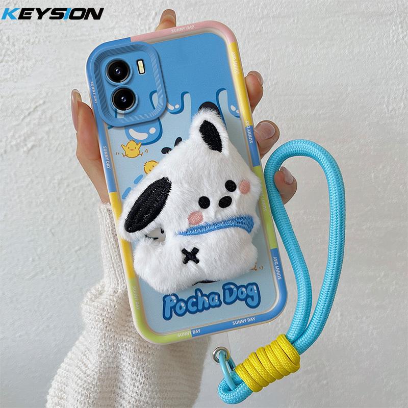 KEYSION Милый 3D мультяшный плюшевый чехол для VIVO Y15S Y15A Y15C Y16 со шнурком Мягкий силиконовый противоударный чехол для телефона VIVO Y01