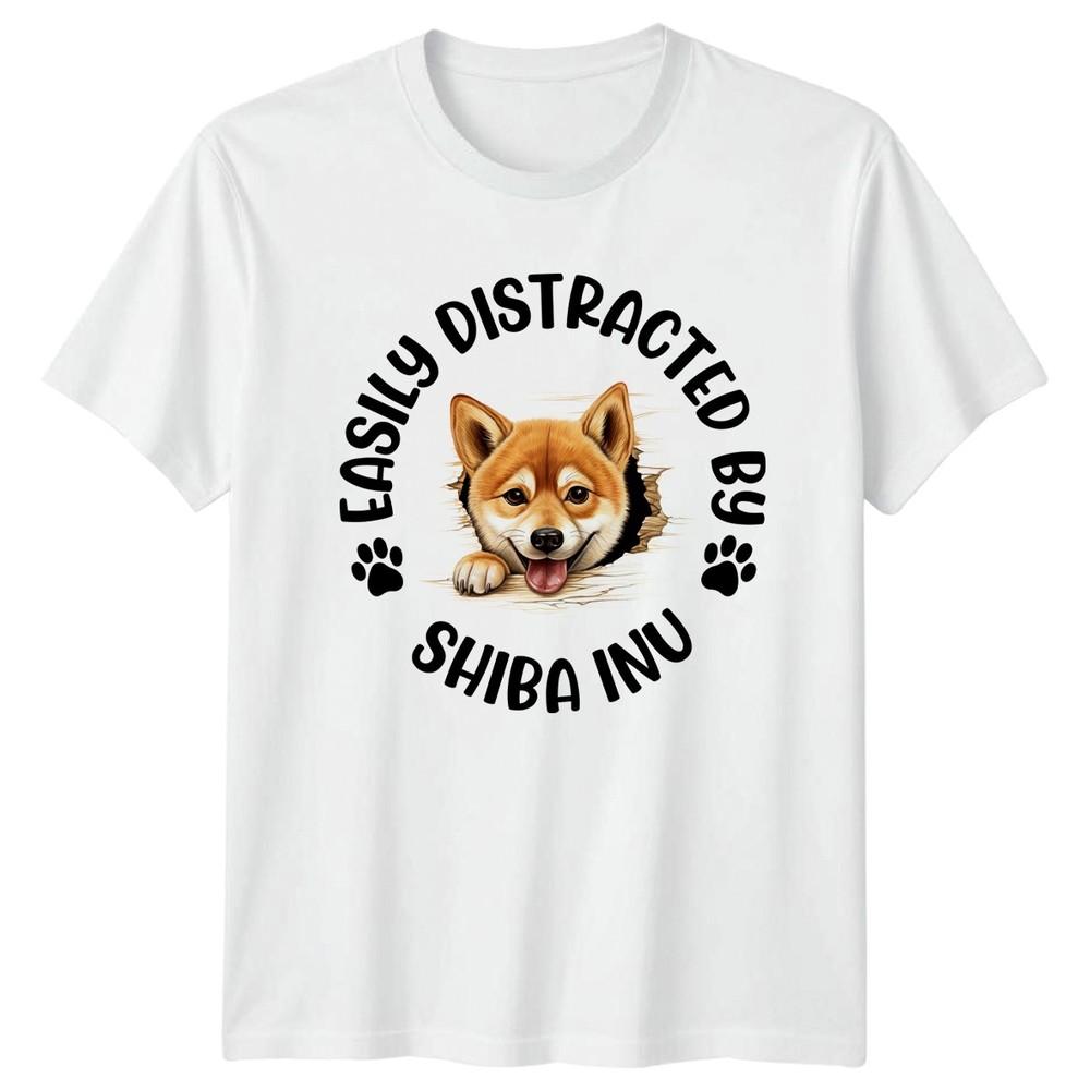 Easily Distracted By Shiba Inu Dogs Unisexs TShirt Unisexs Tee Graphic Top