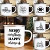 Happy Merry Christmas Tree Bell Mugs Xmas Blessing Coffee Cups Enamel Hot Chocolate Wine Cup Home Party Drink Mug Holiday Gifts