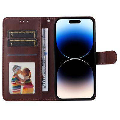 Для iPhone 15 Pro Кошелек Чехол для телефона Защита от царапин ПУ кожа Текстура теленка Откидная подставка Чехол-накладка для телефона