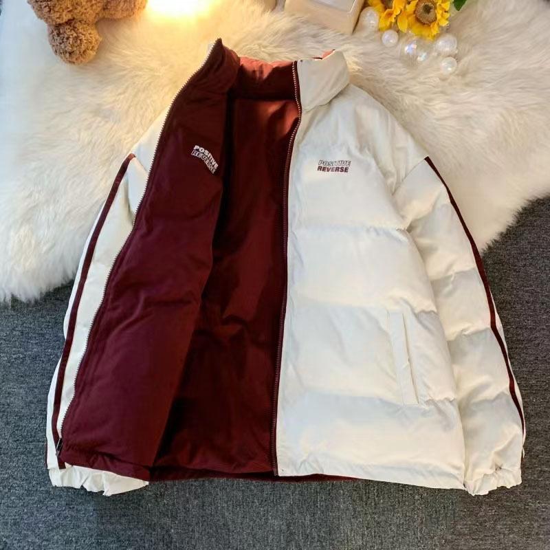 Зимний новый стиль, мужчины могут носить модную теплую хлопковую стеганую куртку с обеих сторон, повседневные модные мужские куртки