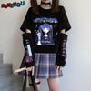 Kawaii Y2k E Girl, футболки с длинными рукавами и графическим принтом для женщин, черная футболка в стиле Харадзюку, японская уличная одежда, клубный стиль