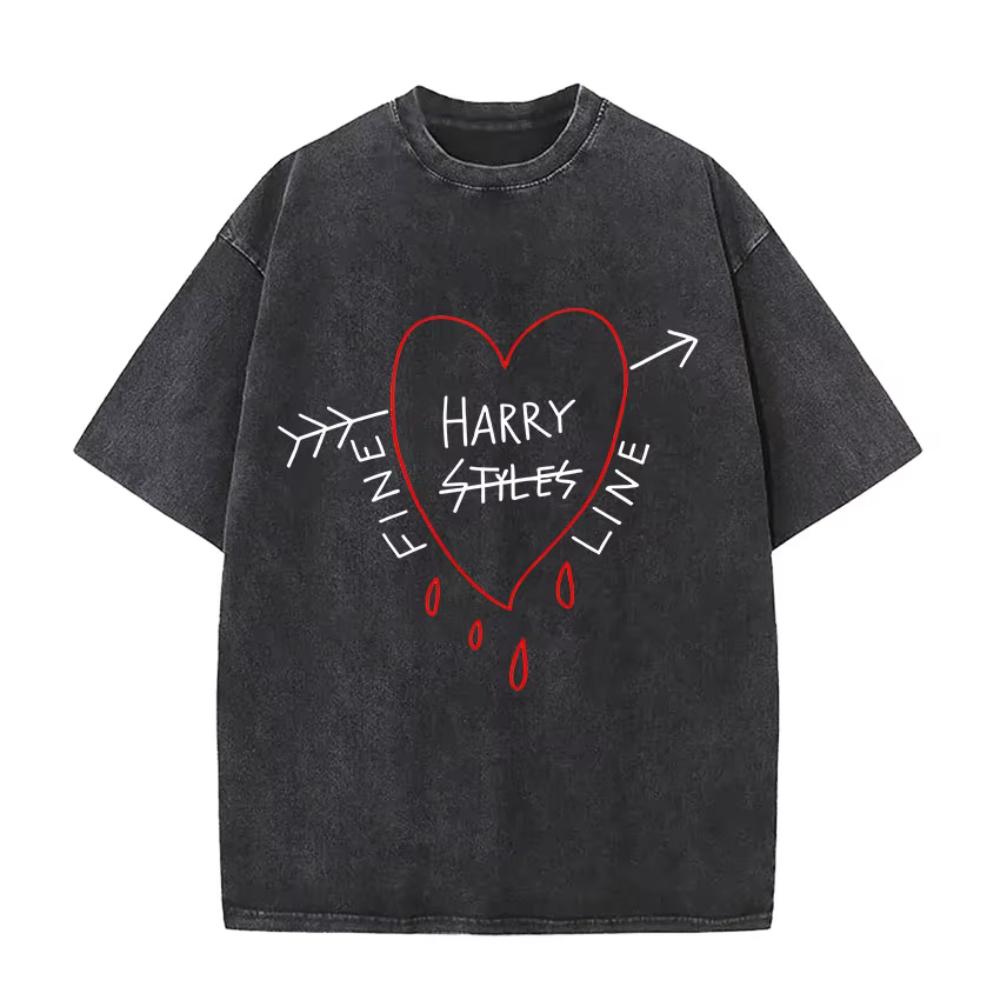 Vintage Washed Harry Styles Graphic T-shirt Men's Pop Album Hip Hop Short Sleeve T-shirts Casual 100% Cotton T Shirts Streetwear