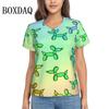 Rainbow Balloon Dogs Print T Shirt Female Summer V-Neck T Shirts Short Sleeve Street Fashion Shirt Women Cute Graphic Kawaii Top