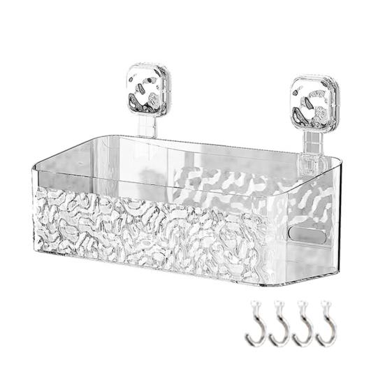 Wall Mount Storage Rack with Hooks Modern Drain Holes No Drill Strong Load Bearing Bathroom Kitchen Supplies Sundries Holder Shelf Organizer