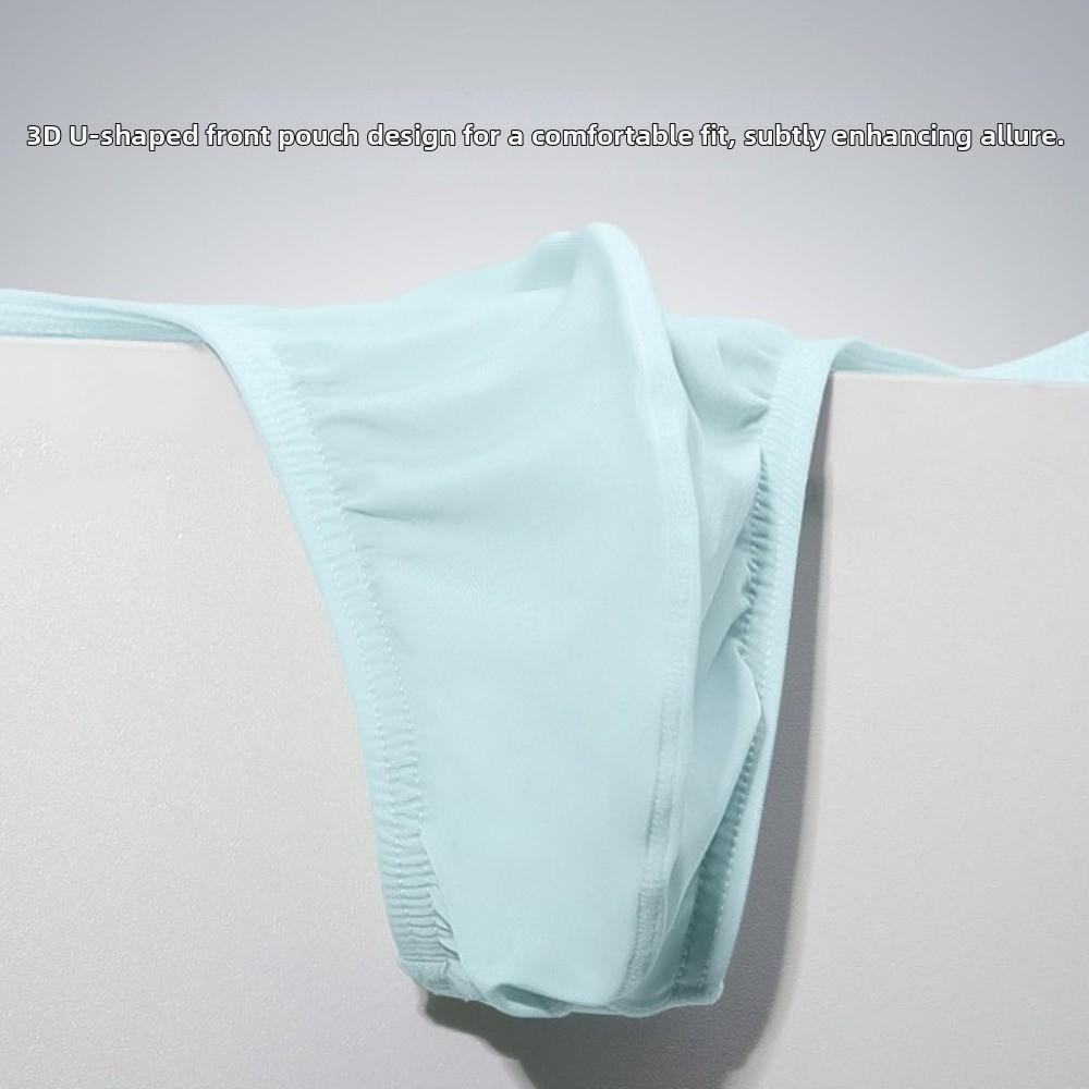 Comfortable Low Waist Men Ice Silk Thongs Underpants Solid Color Men's Panties Underwear T-back Male Briefs Men