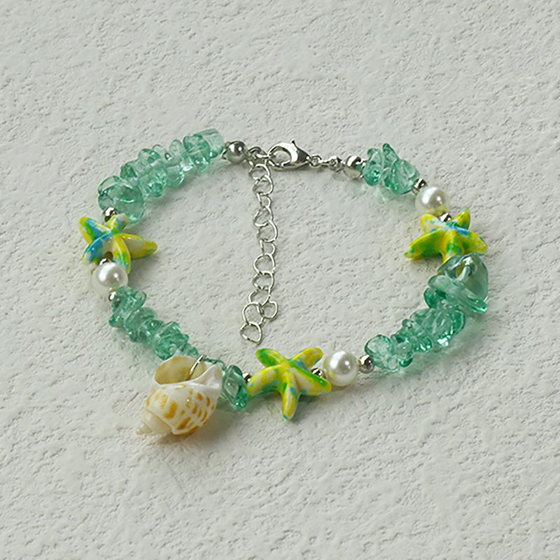Handmade Seashell & Crushed Stone Bracelet with Lobster Clasp - Perfect Summer Travel Souvenir